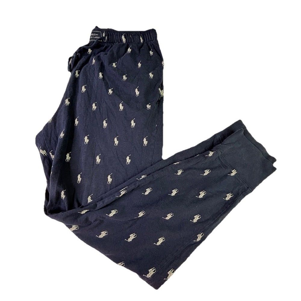 Polo Ralph‎ Lauren Men's Size Medium Pajama Lounge Pant Navy Baggy Fit Cotton